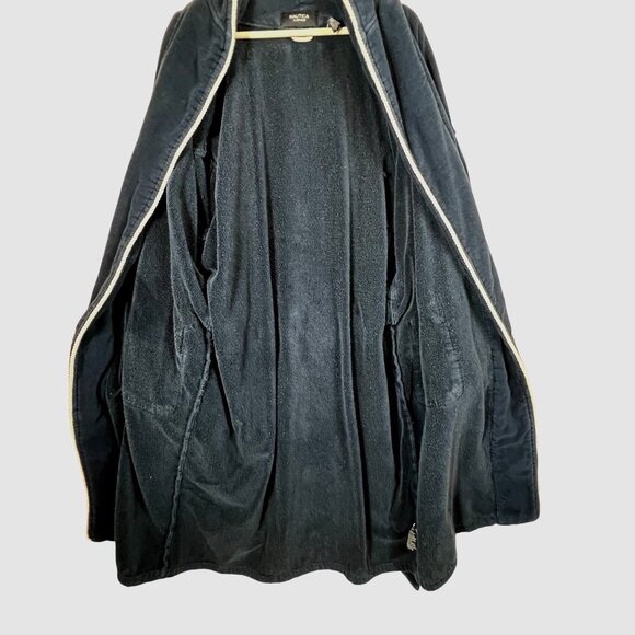 Nautica Mens Navy Blue Cotton Bathrobe With Piping Two Pockets & Adjustable Belt - Picture 9 of 11